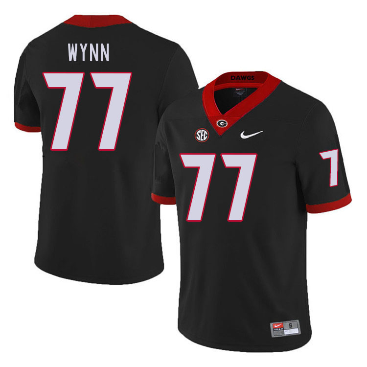 #77 Isaiah Wynn Georgia Bulldogs Jerseys Football Stitched-Retro Black